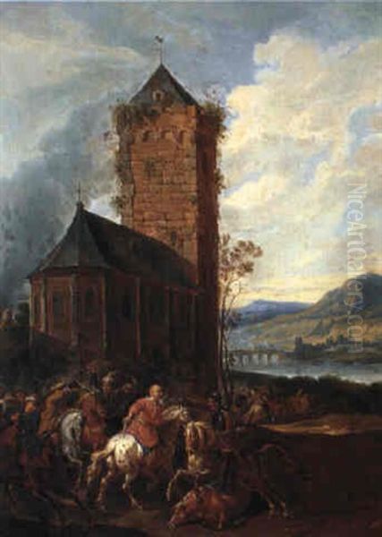 Skirmish Between Turks And Christians Oil Painting by Jan Frans van Bredael the Elder