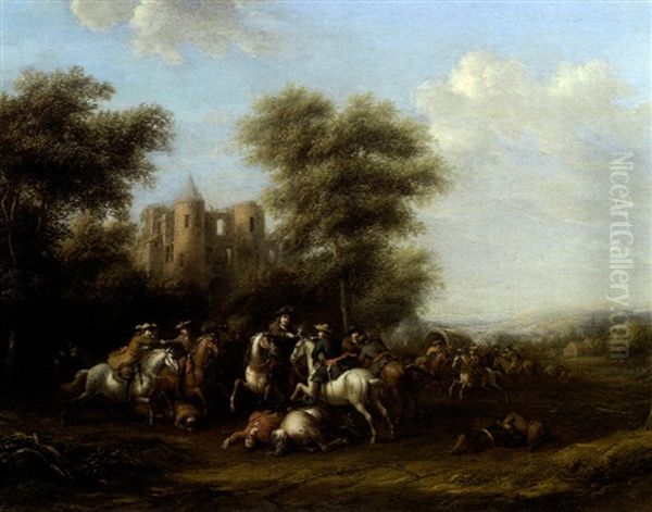 Scene De Bataille Oil Painting by Jan Peter van Bredael the Elder