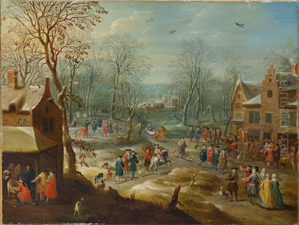 Hunting Scene In Winter Oil Painting by Jan-Peter van Bredael the Younger