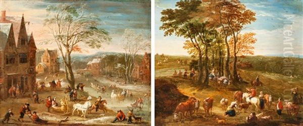 Sommer Und Winter Oil Painting by Jan-Peter van Bredael the Younger