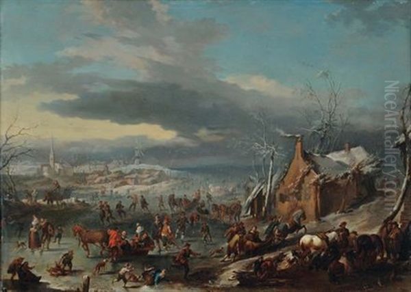 L'estate And L'inverno (pair) Oil Painting by Jan-Peter van Bredael the Younger