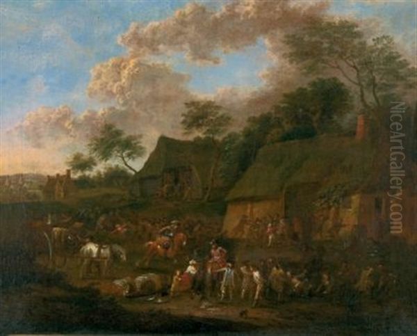 Soldaten Besetzen Ein Dorf Oil Painting by Jan-Peter van Bredael the Younger