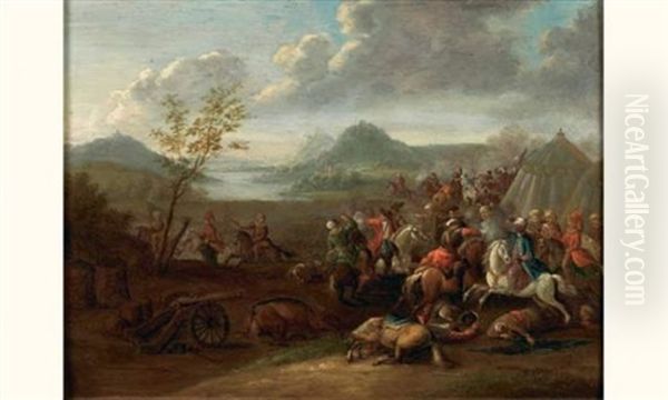 Scene De Combat Oil Painting by Jan-Peter van Bredael the Younger