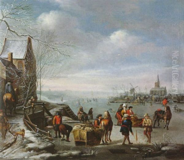 Paysage D'hiver Avec Patineurs Oil Painting by Alexander van Bredael