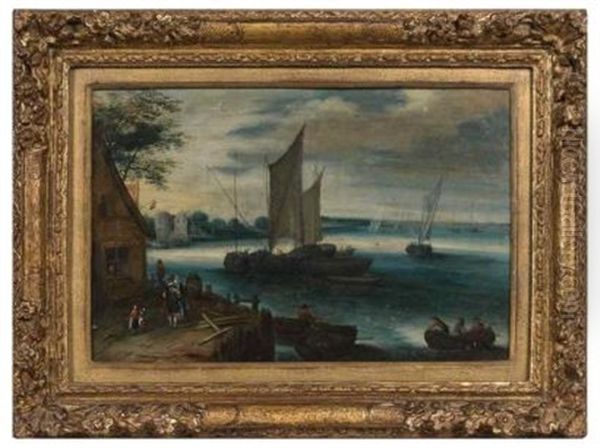 Paysage Fluvial Oil Painting by Joseph van Bredael