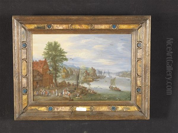 Scene De Port (after Jan Brueghel The Younger) Oil Painting by Joseph van Bredael