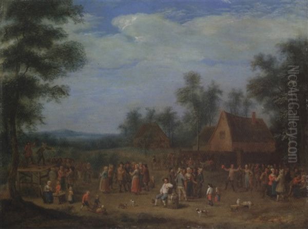 A Village Kermesse Oil Painting by Joseph van Bredael