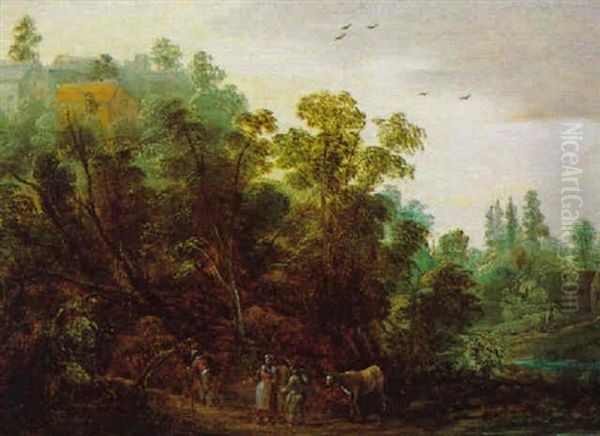 Waldlandschaft Mit Hirten Oil Painting by Joseph van Bredael