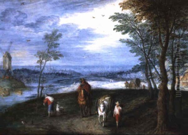 Paysage Anime Avec Un Cavalier Oil Painting by Joseph van Bredael