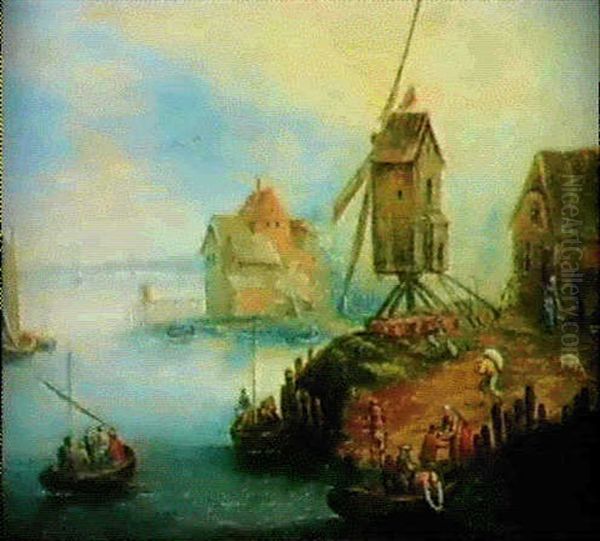 L'embarcadere Oil Painting by Joseph van Bredael