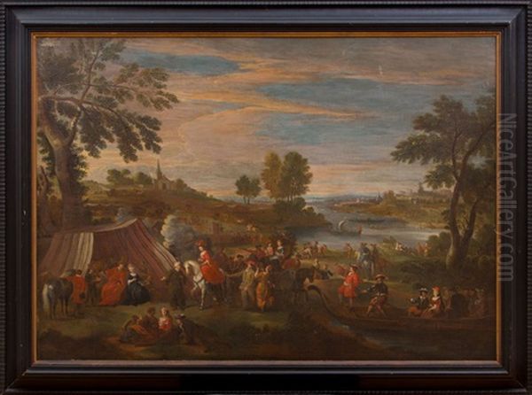 A Royal Outing Oil Painting by Peeter van Bredael