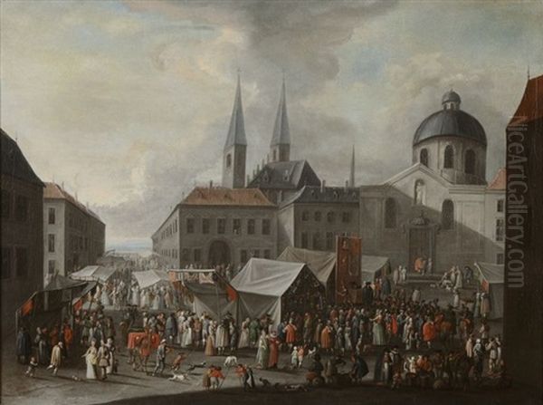 Scene De Kermesse Dans Une Ville Oil Painting by Peeter van Bredael