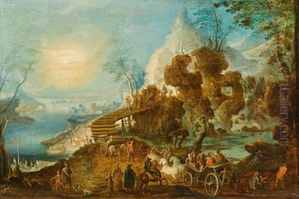 Flusslandschaft Im Mondschein Oil Painting by Peeter van Bredael