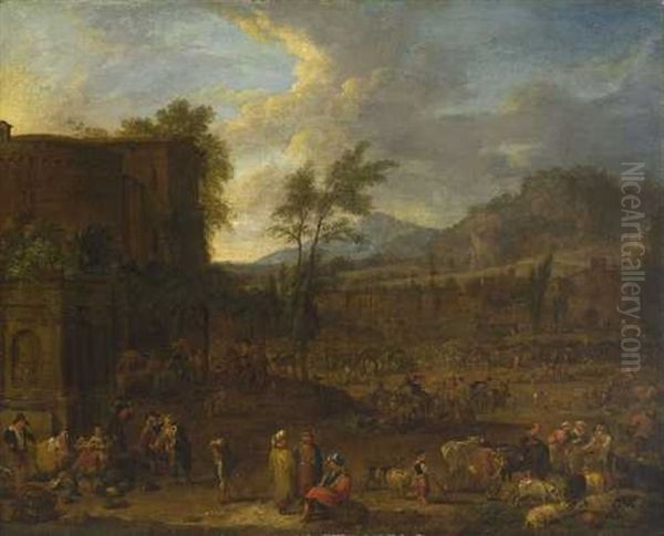 Viehmarkt Oil Painting by Peeter van Bredael