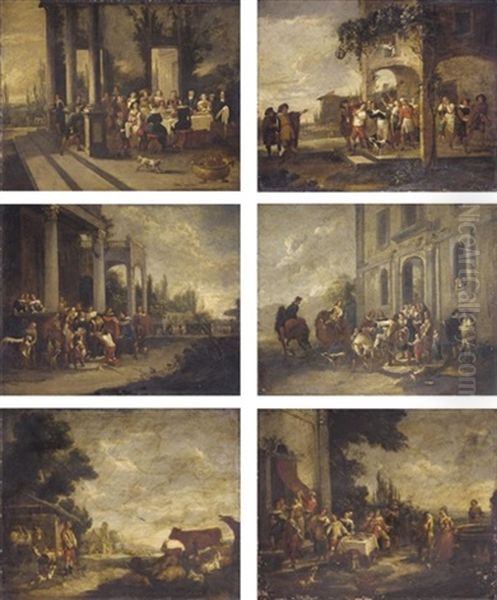 The Story Of The Prodigal Son (set Of 6) Oil Painting by Peeter van Bredael