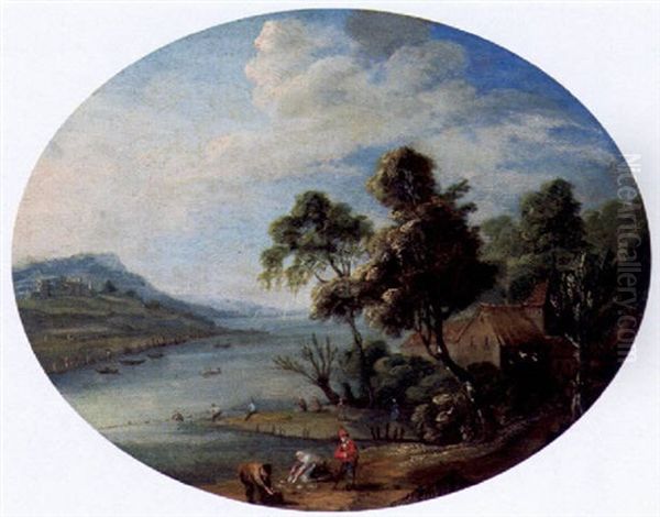 Weite Flusslandschaft Oil Painting by Peeter van Bredael