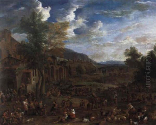 Italienischer Jahrmarkt Oil Painting by Peeter van Bredael