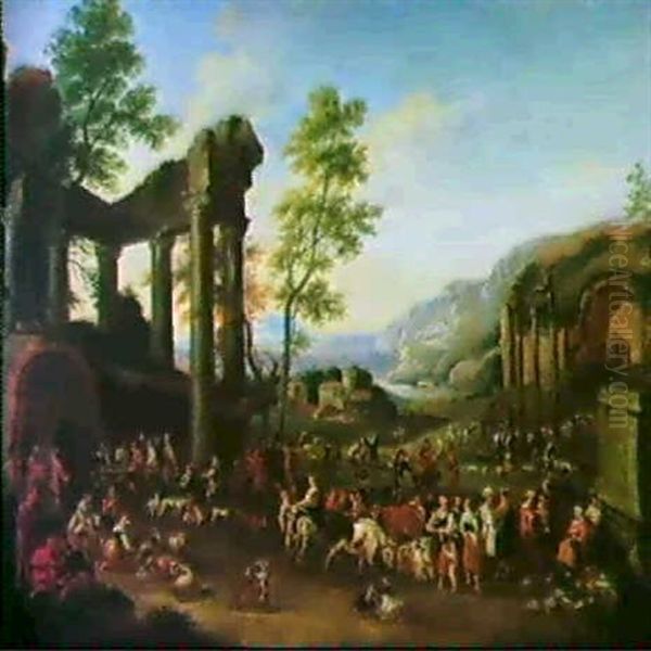 Ein Markt Vor Romischen Ruinen Oil Painting by Peeter van Bredael