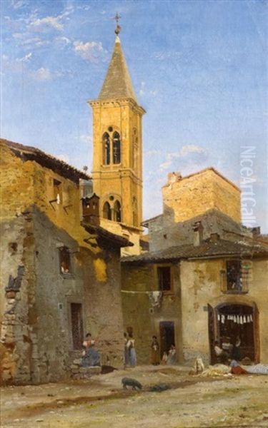 Ansicht In Sulmona In Italien Oil Painting by Niels (Anders) Bredal