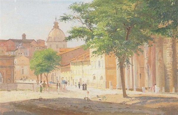 Parti Fra En Piazza Nedenfor Monte Palatino Oil Painting by Niels (Anders) Bredal