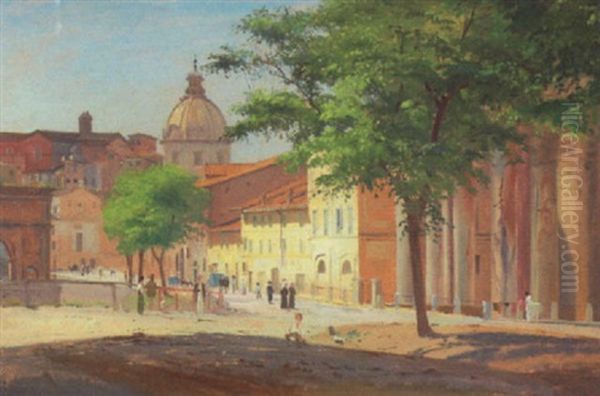 Parti Fra En Piazza Nedenfor Monte Palatino Oil Painting by Niels (Anders) Bredal