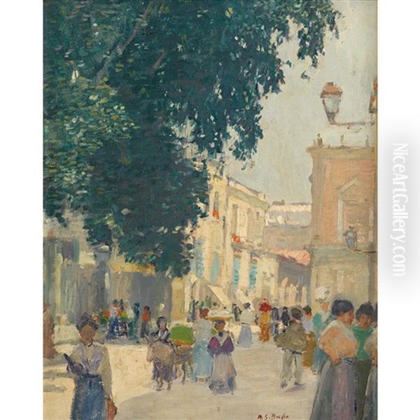 Naples Street Scene Oil Painting by Rae Sloan Bredin