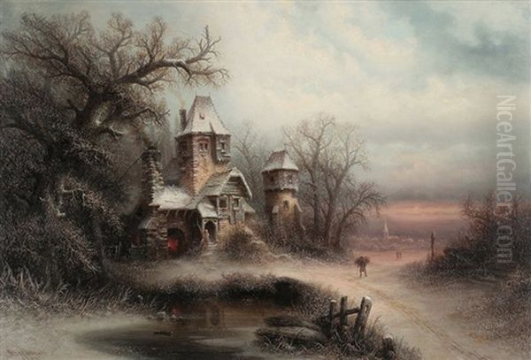 Schmiede Im Winter Oil Painting by Albert Bredow