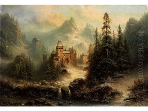 Schloss Im Gebirge Oil Painting by Albert Bredow