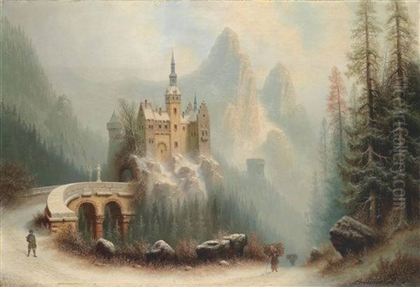 Grose Winterlandschaft Oil Painting by Albert Bredow