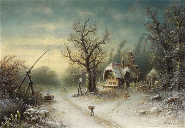 Winterlandschaft Oil Painting by Albert Bredow