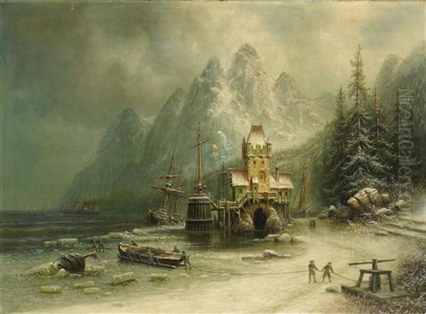 In Den Scheeren Von Bergen (norwegen) Oil Painting by Albert Bredow