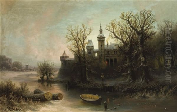 Paysage Hivernal Oil Painting by Albert Bredow