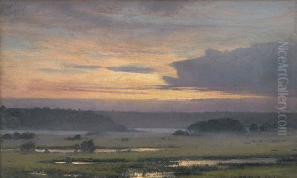 Landschaft Bei Sonnenuntergang Oil Painting by Johan Ulrik Bredsdorff