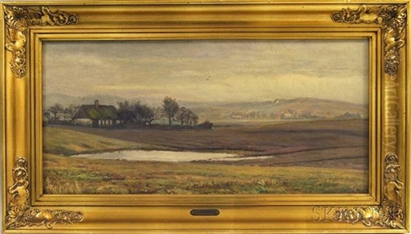 Winter Landscape With Houses And Hills Oil Painting by Johan Ulrik Bredsdorff