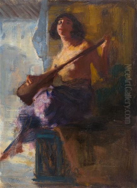 Musizierende Odaliske Oil Painting by Ferdinand Max Bredt