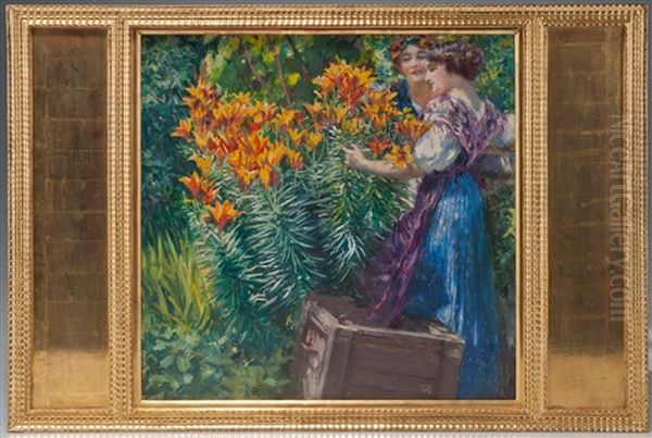 Feuerlilien Oil Painting by Ferdinand Max Bredt