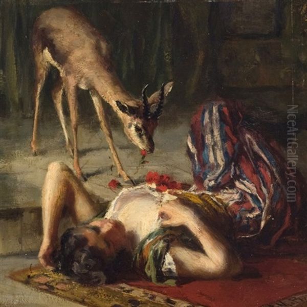 The Deer Oil Painting by Ferdinand Max Bredt