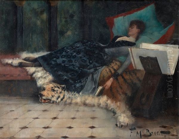 Divan Med Vilande Dam Oil Painting by Ferdinand Max Bredt