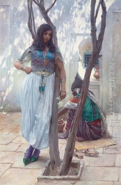 In A Courtyard, Tunis Oil Painting by Ferdinand Max Bredt