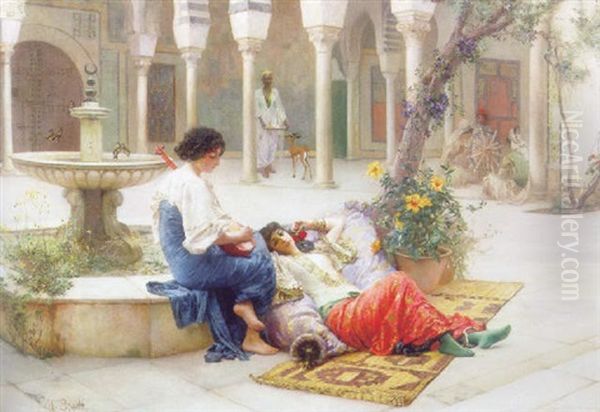 In The Courtyard Of The Harem Oil Painting by Ferdinand Max Bredt