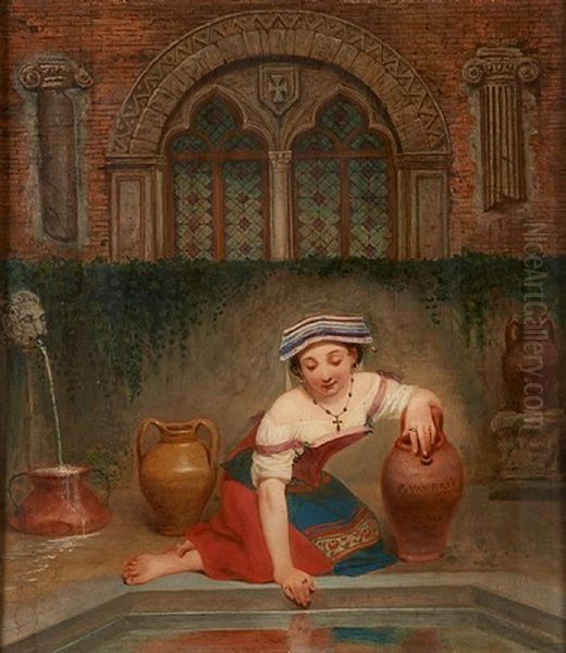 Jeune Romaine Se Mirant Oil Painting by Philippe-Jacques van Bree