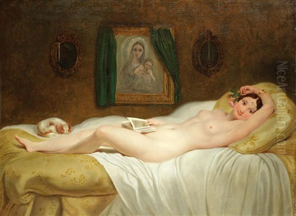 Reclining Nude Oil Painting by Philippe-Jacques van Bree