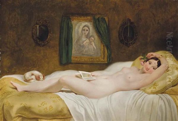 Odalisque Oil Painting by Philippe-Jacques van Bree