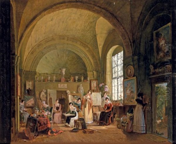 Vue De L'atelier De Ian Franz Van Dael A La Sorbonne Oil Painting by Philippe-Jacques van Bree