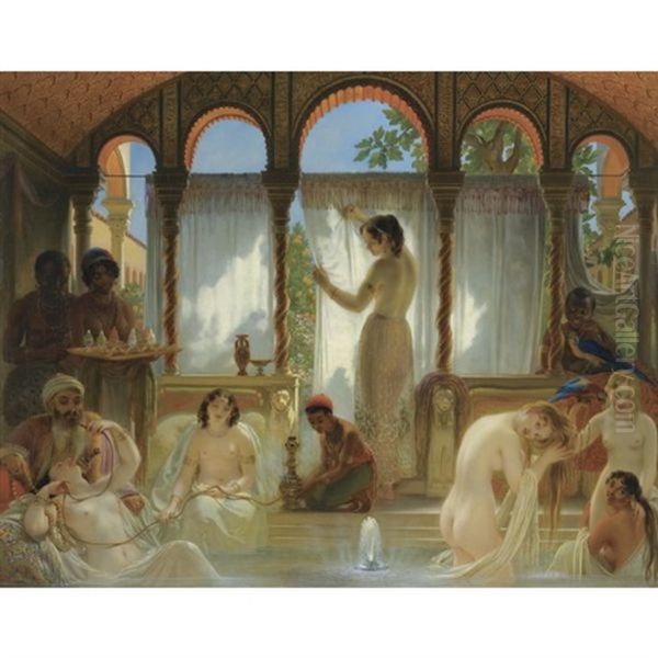 The Harem Bath Oil Painting by Philippe-Jacques van Bree