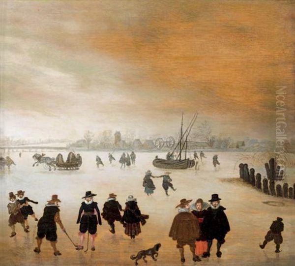 Patineurs Sur Un Lac Gele Oil Painting by Adam van Breen