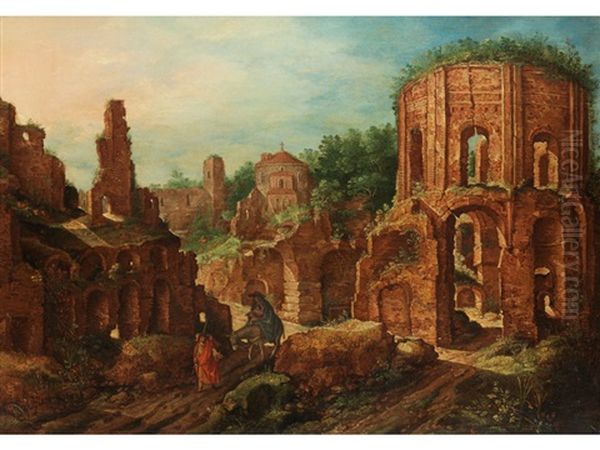 Romisches Ruinencapriccio Mit Darstellung Der Flucht Nach Agypten Oil Painting by Bartholomeus Breenbergh