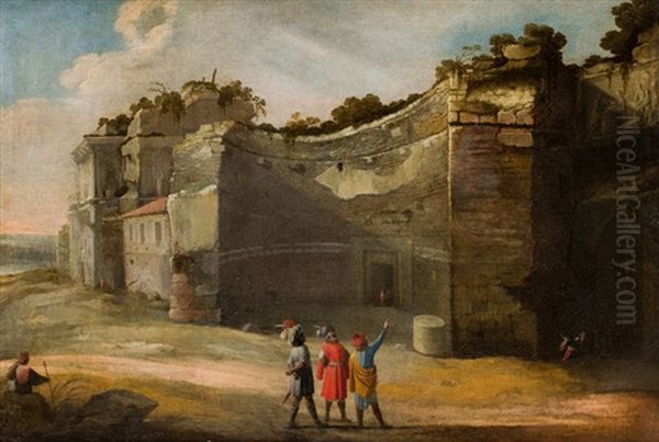 Vista De Ruinas Romanas Con Figuras Oil Painting by Bartholomeus Breenbergh