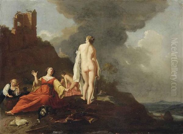 Diana And Her Nymphs Bathing Oil Painting by Bartholomeus Breenbergh