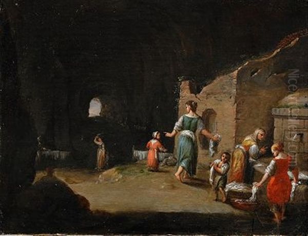 Tvatterskor I Grotta Oil Painting by Bartholomeus Breenbergh